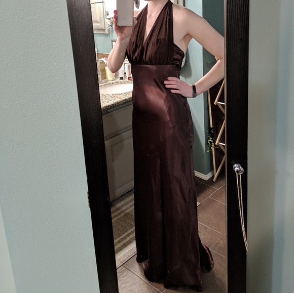 David's Bridal Dresses & Skirts - David's Bridal Chocolate Brown Halter Dress